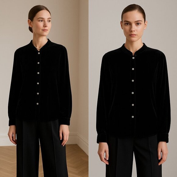 J. Jill Women’s Black Velvet Blouse LP Petite – Quiet Luxury Minimalist Holiday - Picture 9 of 9